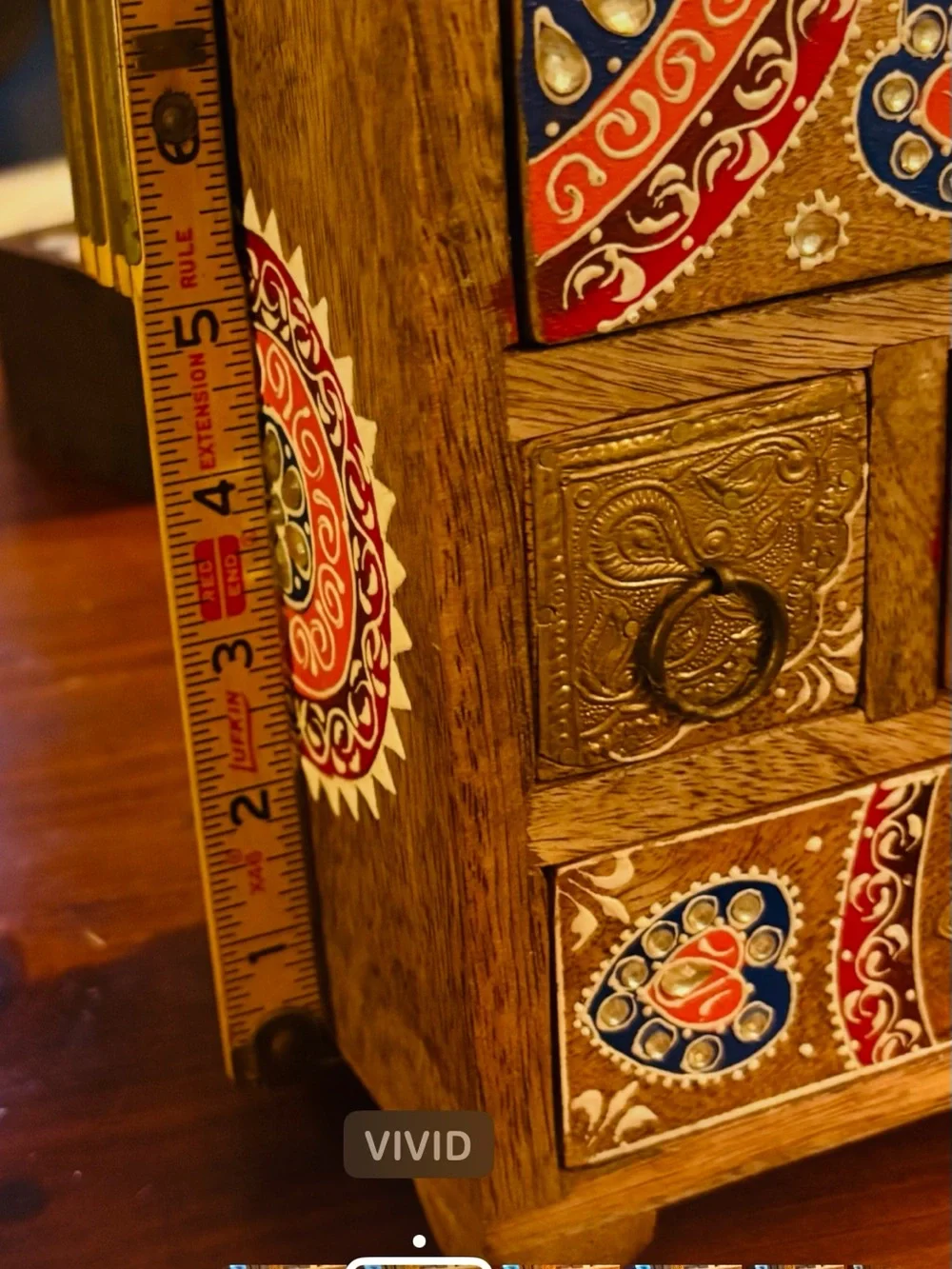 Unique, free-spirited, boho, vintage feel decor, storage box.